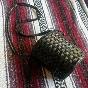 Black Leather woven basket bag